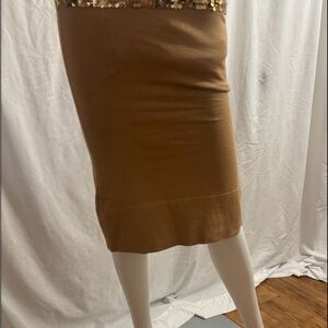 Chic Tan Sequin Pencil Skirt